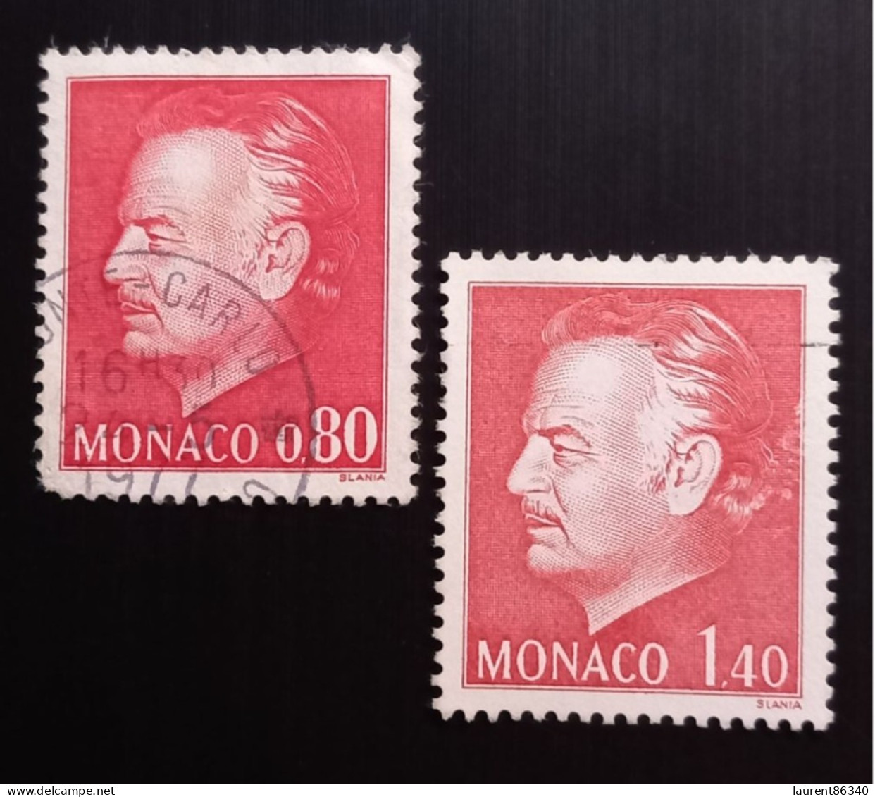 Monaco 1974 & 1980 Prince Rainier III Gravure: Slania – 0,80F Used & 1,40F No Used - Oblitérés