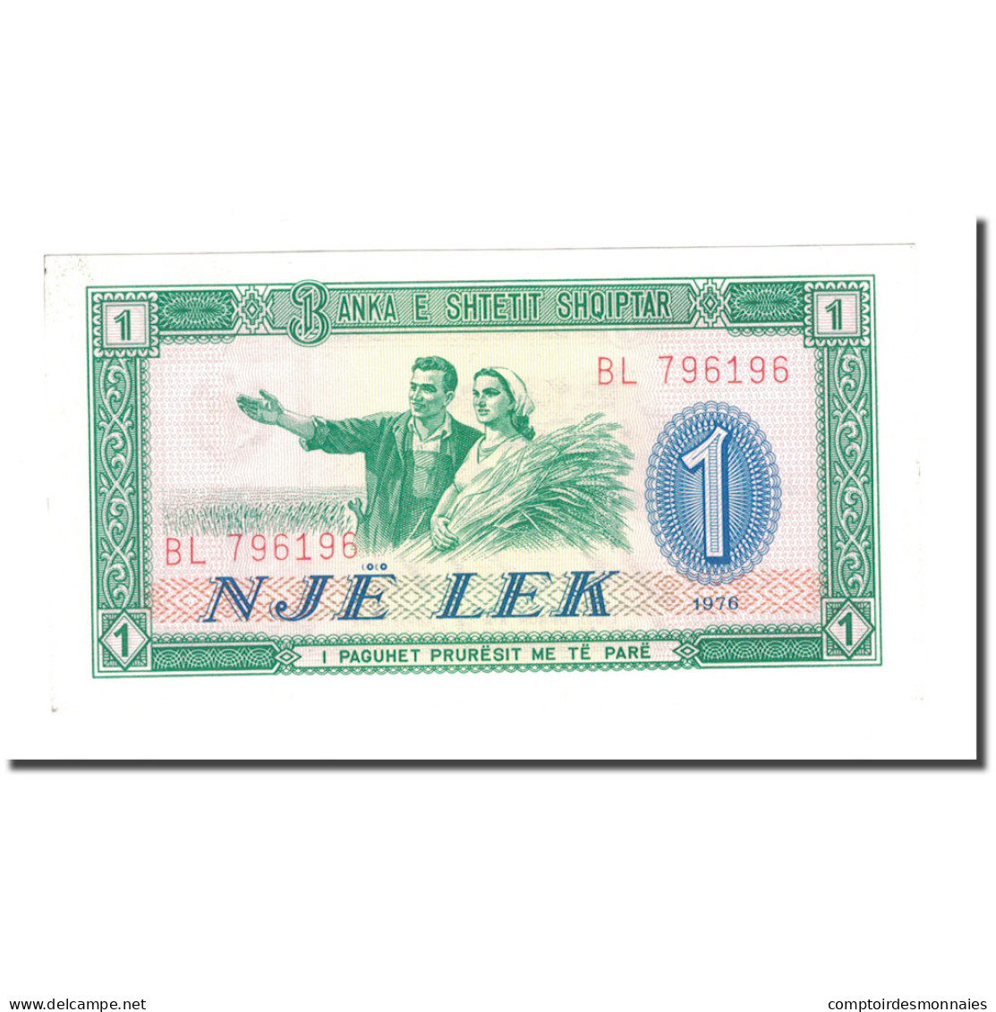 Billet, Albania, 1 Lek, 1976, KM:40a, NEUF - Albanië