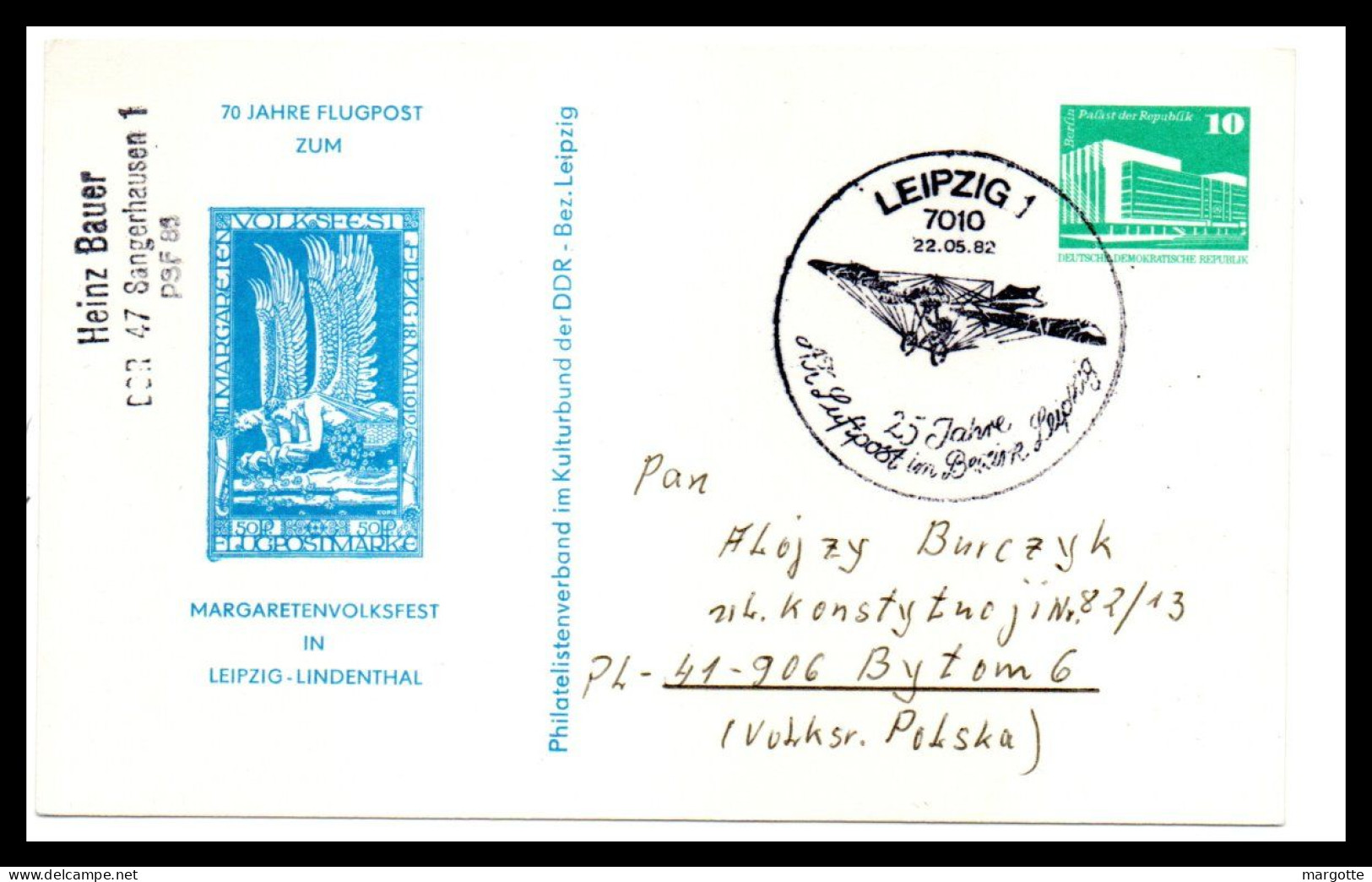 Allemagne DDR  70 Jahre Flugpost  22/05/1982 - Luchtpost