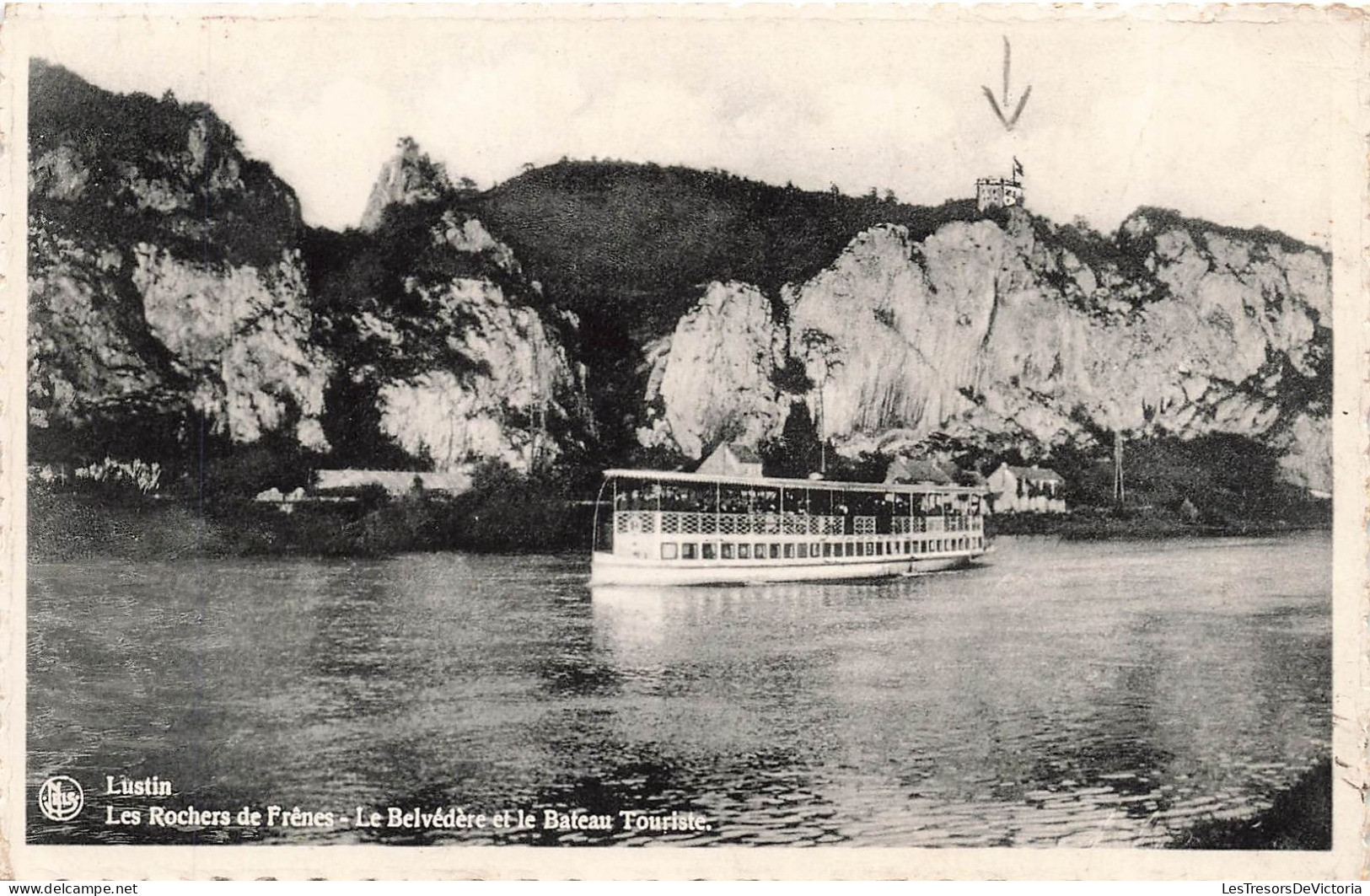 BELGIQUE - Lustin - Les Rochers De Frênes - Le Belvédère Et Le Bateau Touriste - Carte Postale Ancienne - Profondeville