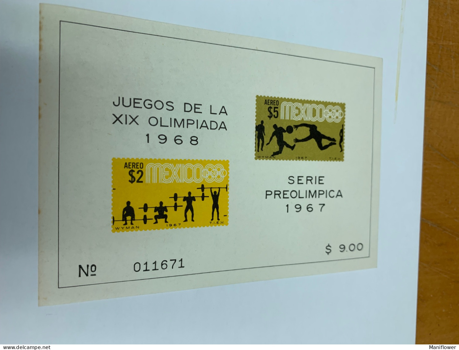 Mexico Stamp Olympic Football Weightlifting 1967 1968 - Weightlifting