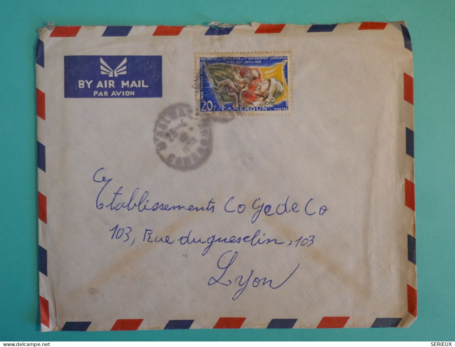 DB18 CAMEROUN   BELLE LETTRE 1958 PETIT BUREAU M BALMA A LYON FRANCE + ++AFF.INTERESSANT++++ - Storia Postale