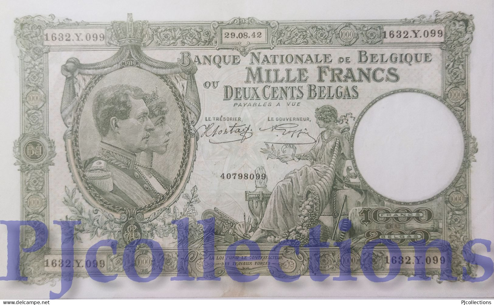 BELGIO - BELGIUM 1000 FRANCS 1942 PICK 110 XF - 1000 Frank