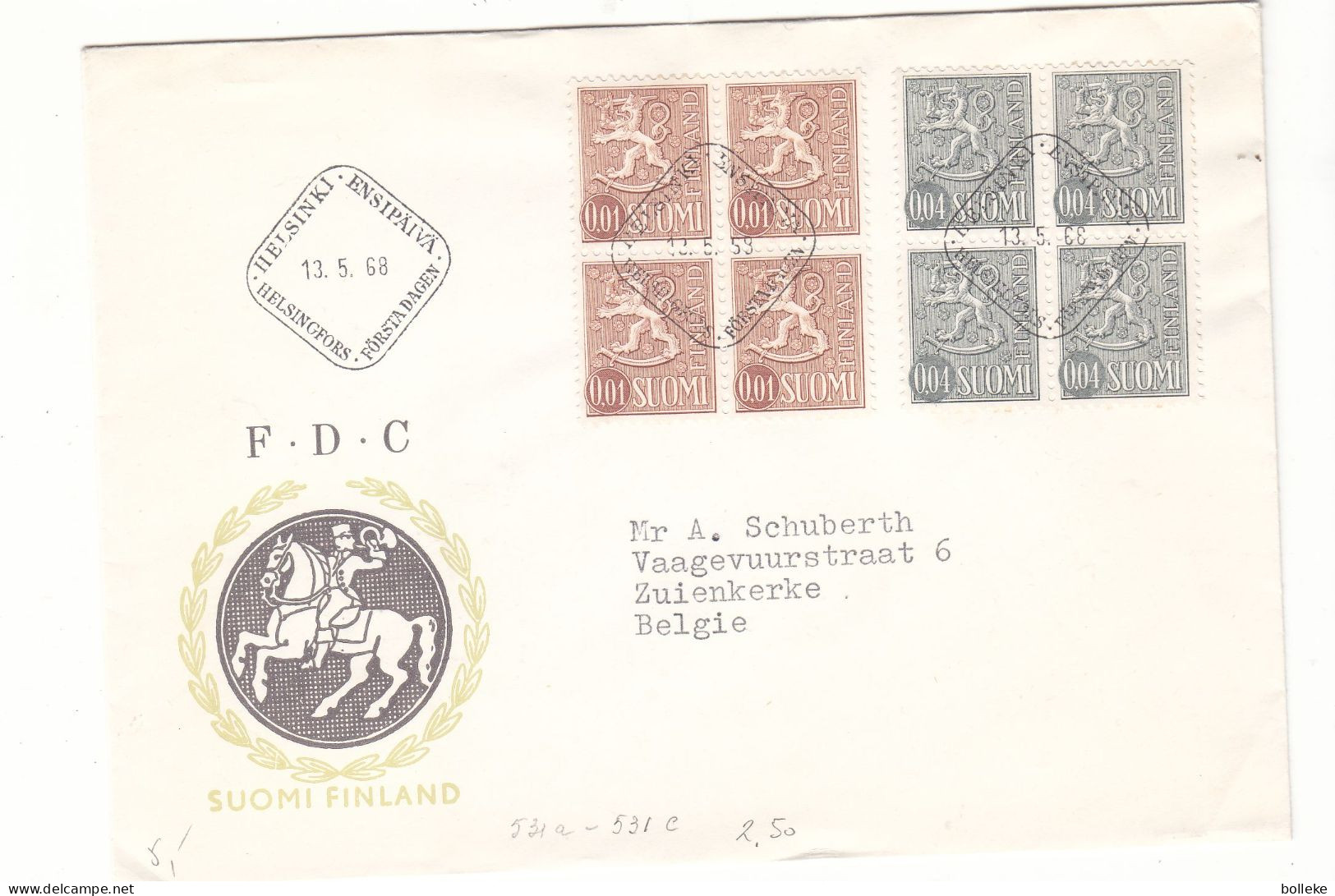 Finlande - Lettre FDC De 1968 - Oblit Helsinki - Lions - - Cartas & Documentos