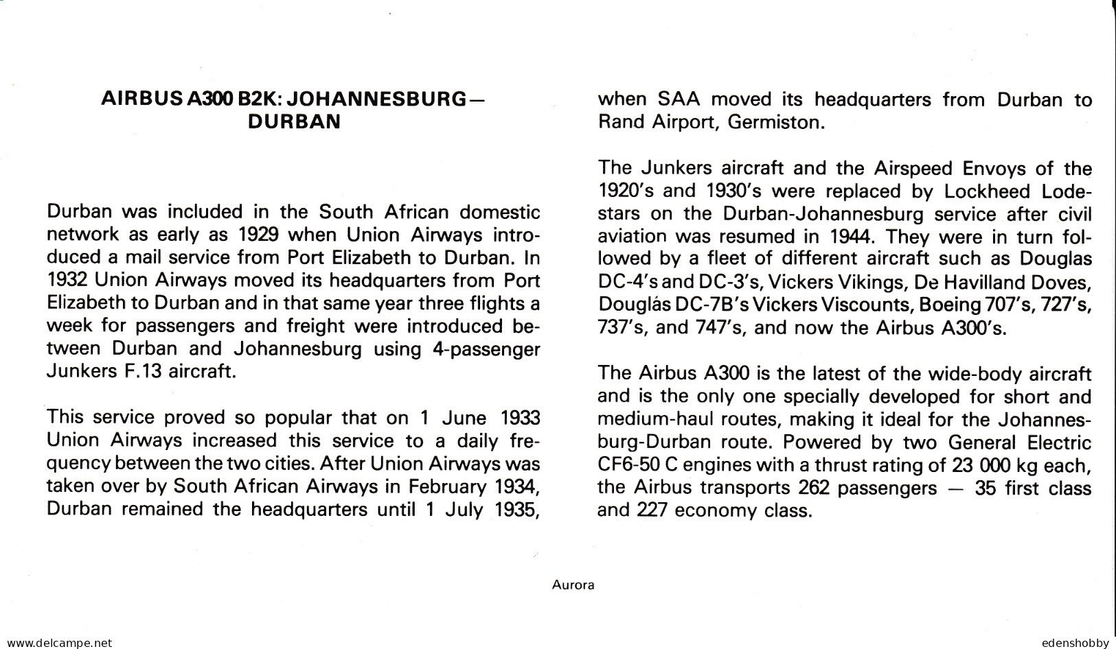 1977 South Africa First Day Covers - 9 Official Commemorative South African Airways Flight Covers with info inserts FDC