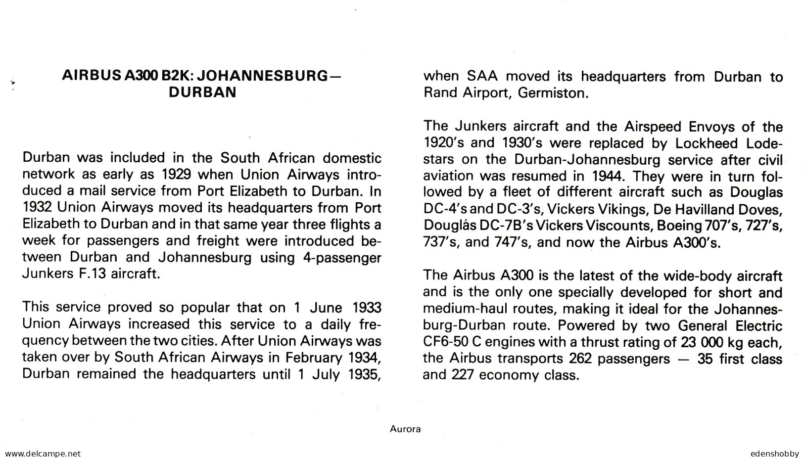 1977 South Africa First Day Covers - 9 Official Commemorative South African Airways Flight Covers with info inserts FDC