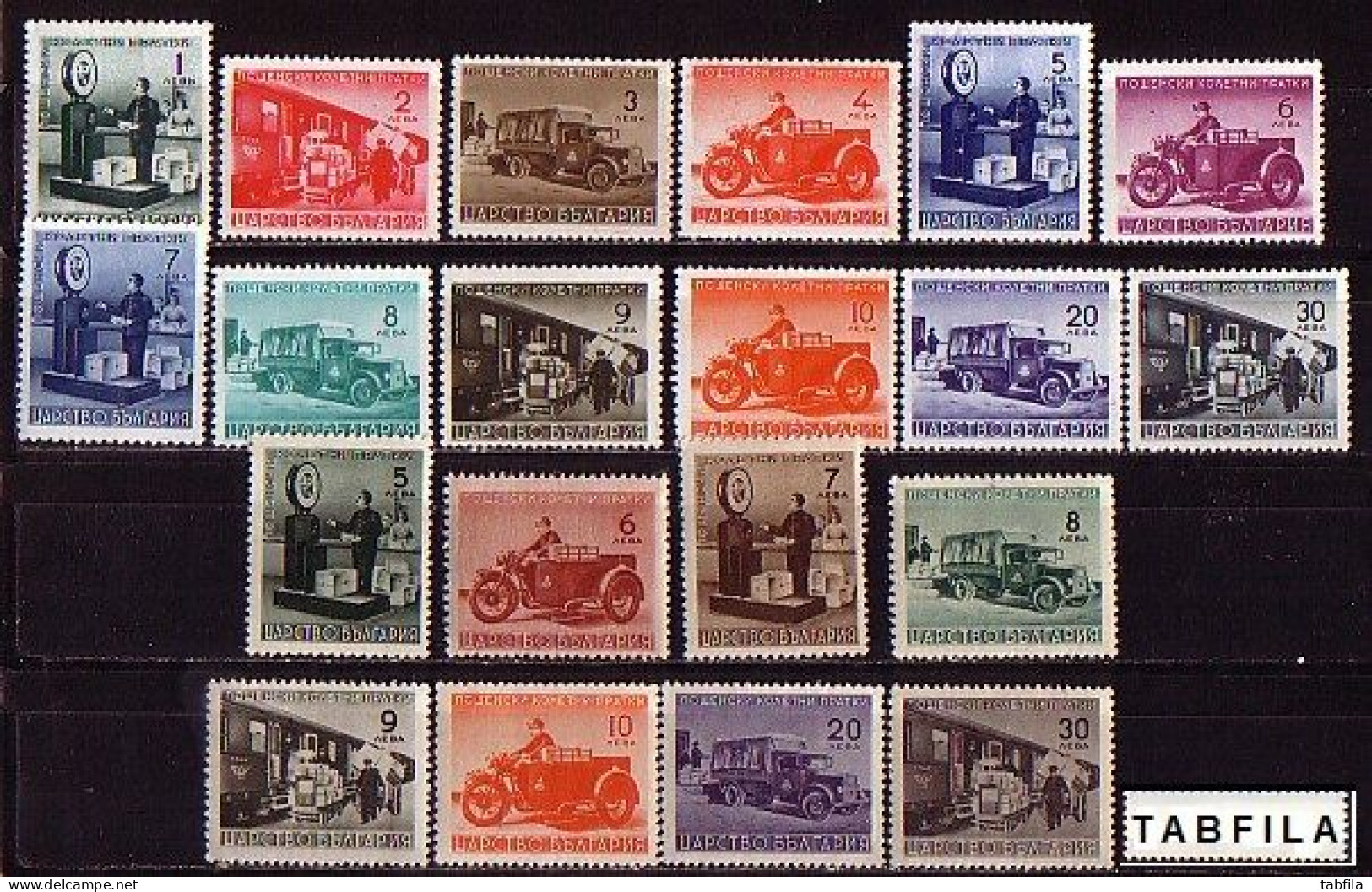 BULGARIA - 1941 / 1942  PARCEL Stamps / Colis I+II (car; Motorcycle; Train ) Yvert Colis 1/20 20v.- MNH - Collections, Lots & Séries