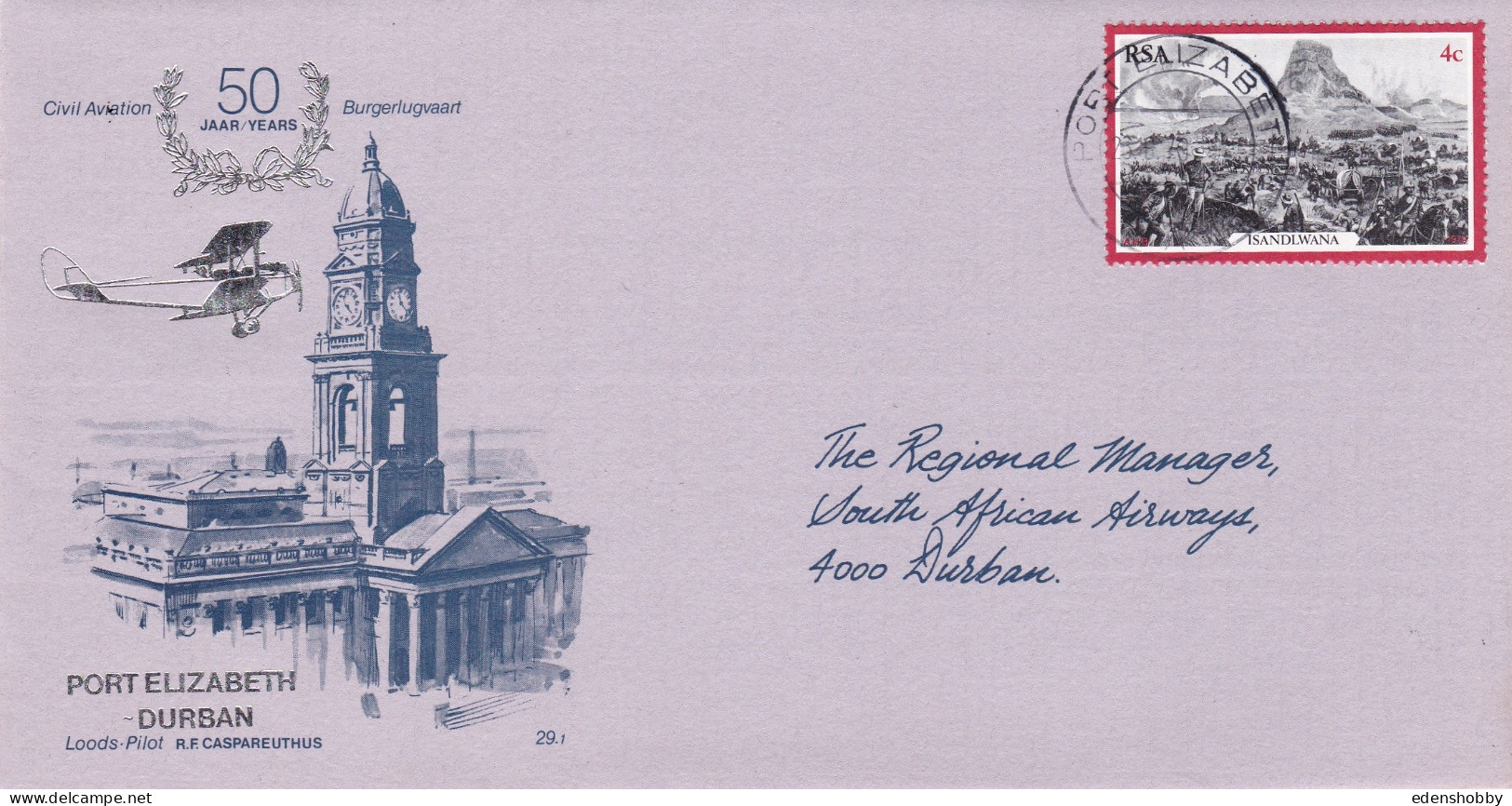 1977 South Africa First Day Covers - 10 Official Commemorative South African Airways Flight Covers with info inserts FDC