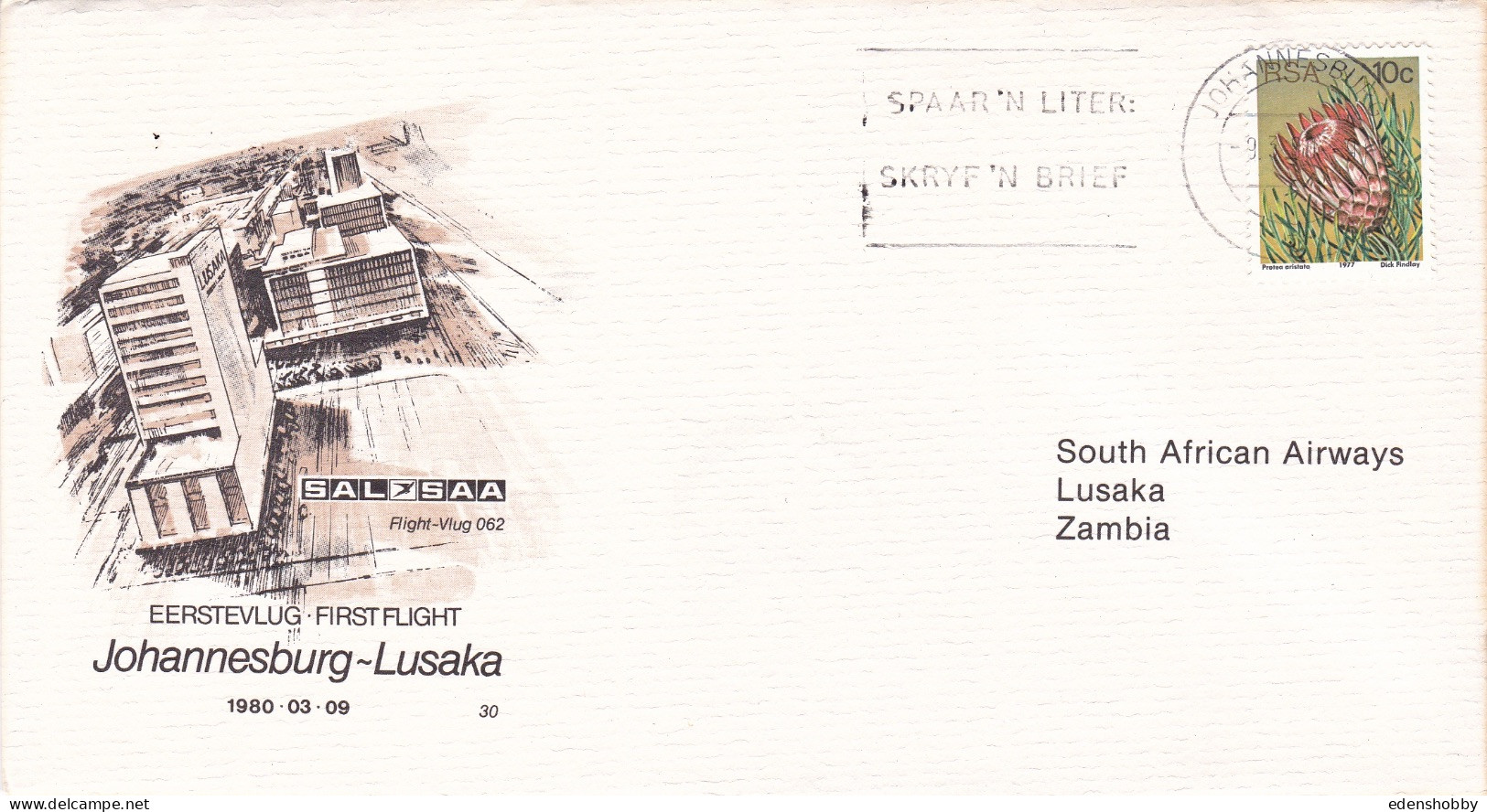 1980 South Africa First Day Covers - 4 Official Commemmorative South African Airways Flight Covers With Info Inserts FDC - Lettres & Documents