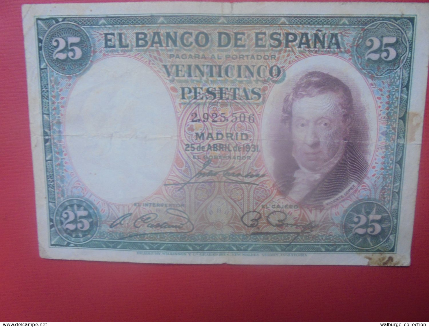 ESPAGNE 25 PESETAS 1931 Circuler (B.30) - 25 Peseten