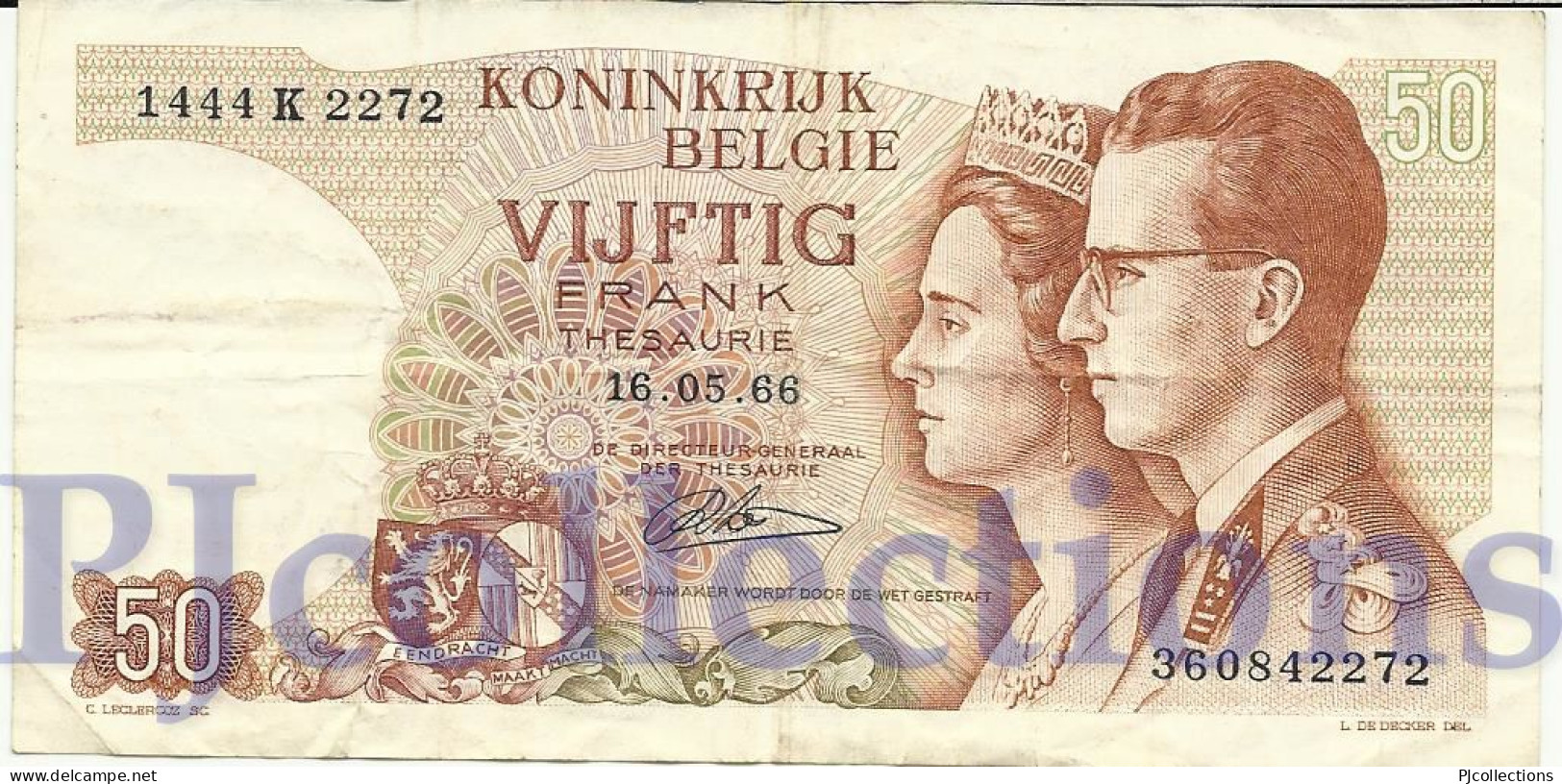 BELGIUM 50 FRANCS 1966 PICK 139 VF - 50 Francs