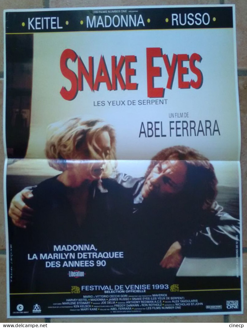 AFFICHE CINEMA FILM SNAKE EYES ABEL FERRARA MADONNA KEITEL 1993 TBE - Affiches & Posters