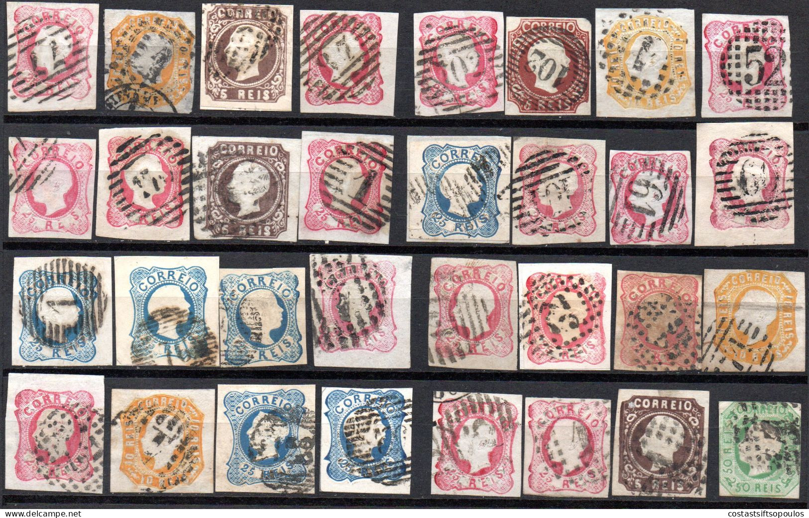 1825. PORTUGAL 32 CLASSIC STAMPS LOT, SOME NICE POSTMARKS. SOME WITH FAULTS. 9 SCANS - Collections