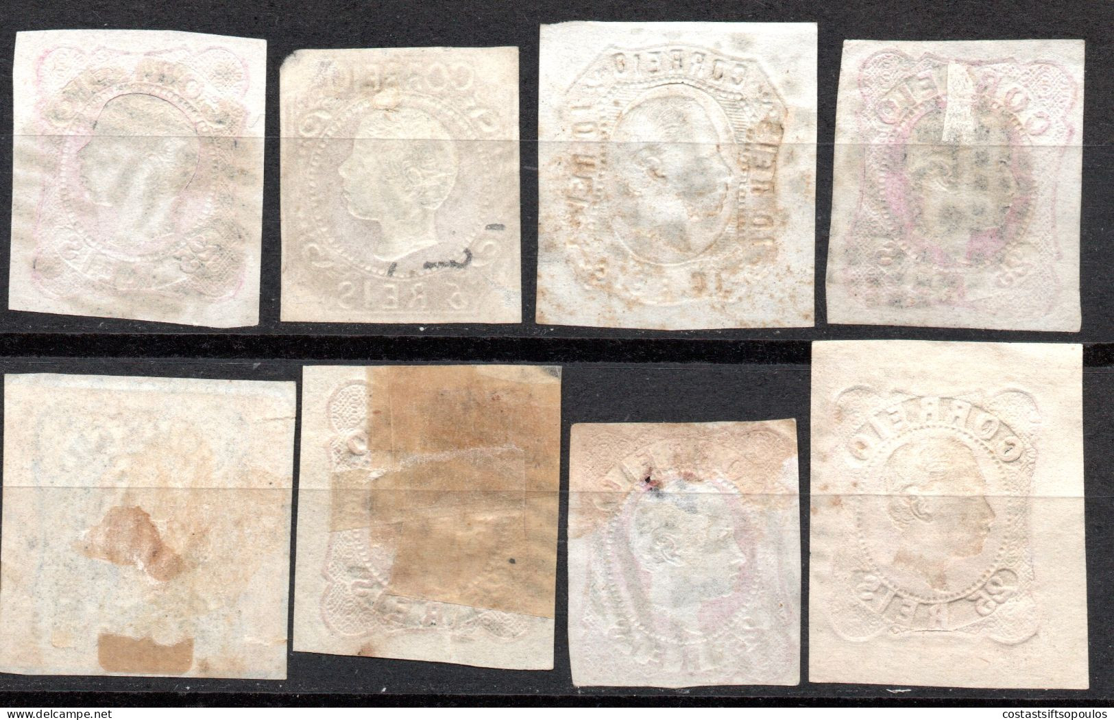 1825. PORTUGAL 32 CLASSIC STAMPS LOT, SOME NICE POSTMARKS. SOME WITH FAULTS. 9 SCANS - Collezioni