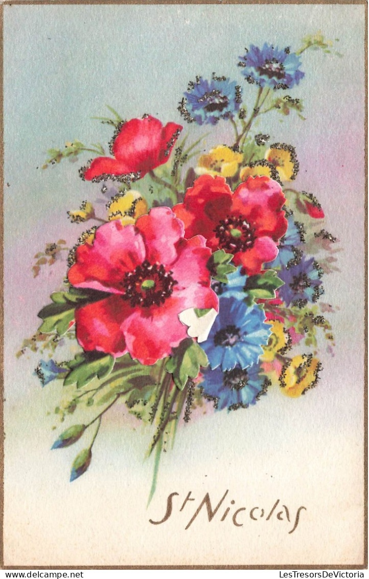 FETES ET VOEUX - Saint Nicolas - Un Bouquet De Fleurs - Colorisé - Carte Postale Ancienne - San Nicolás