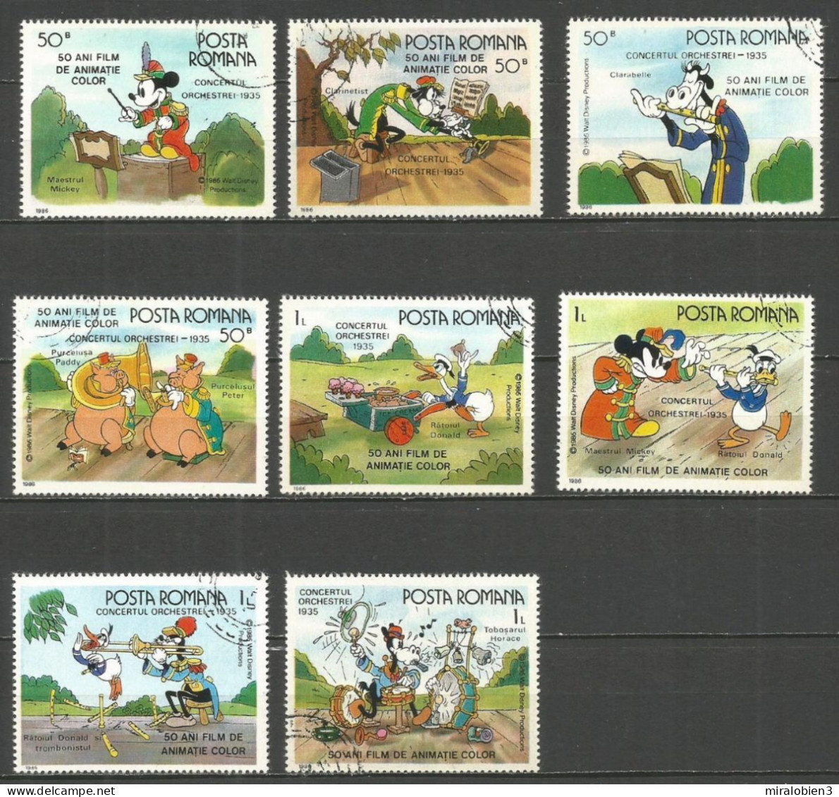 RUMANIA WALT DISNEY YVERT NUM. 3655/3663 USADOS - Gebraucht