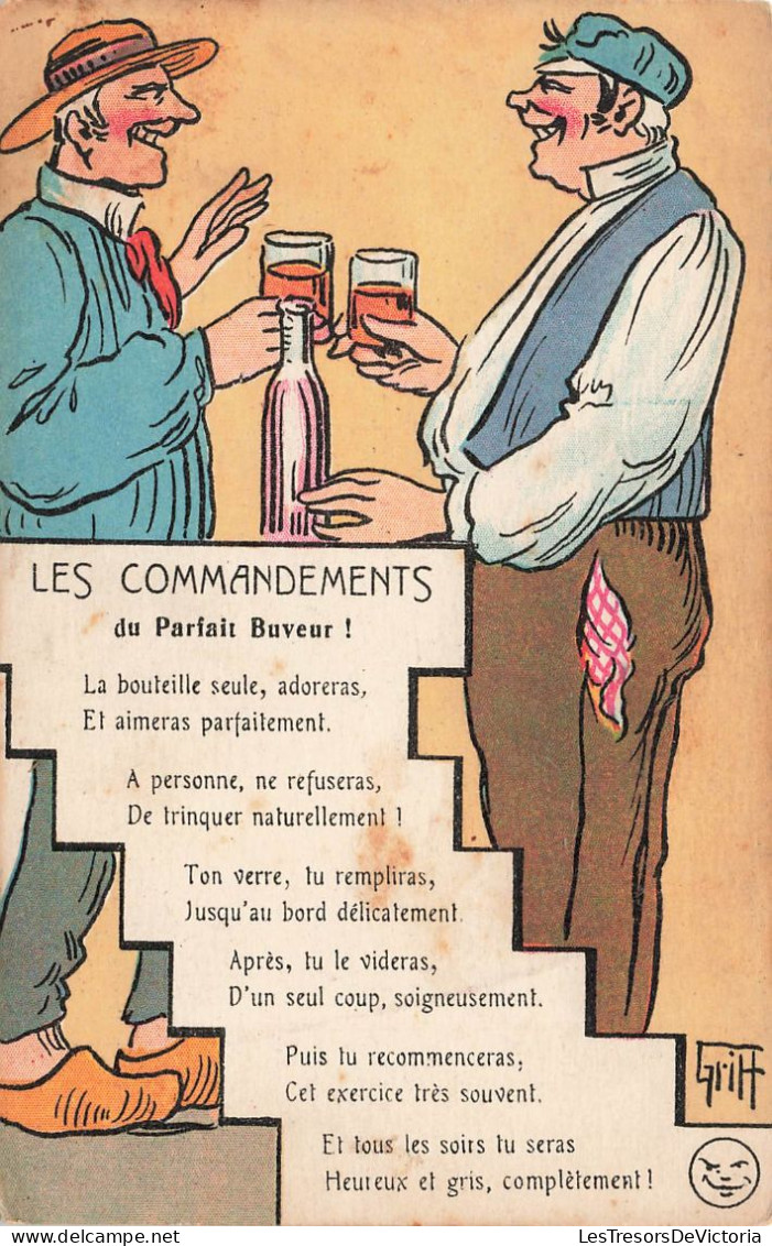 ILLUSTRATEURS - Signés - Griff - Les Commandements Du Parfait Buveur - Colorisé - Carte Postale  Ancienne - Griff