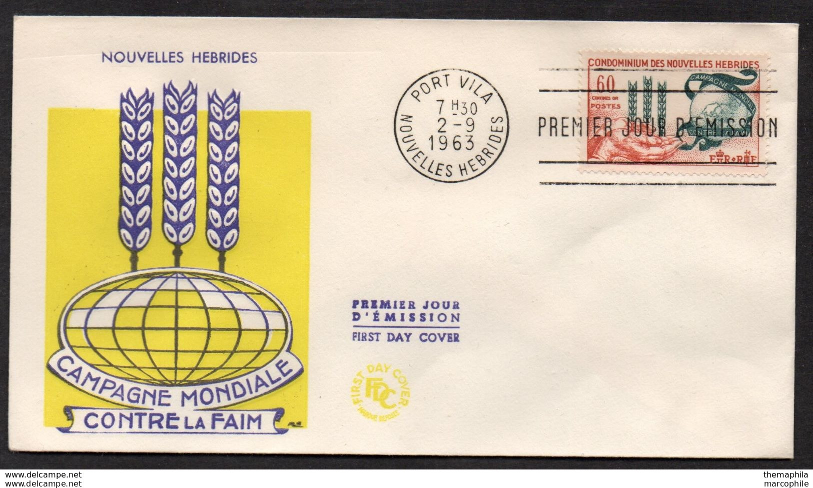 NOUVELLES HEBRIDES - CONTRE LA FAIM / 1963 - # 197 SUR ENVELOPPE FDC / COTE 4.50 €  (ref 5303) - Lettres & Documents