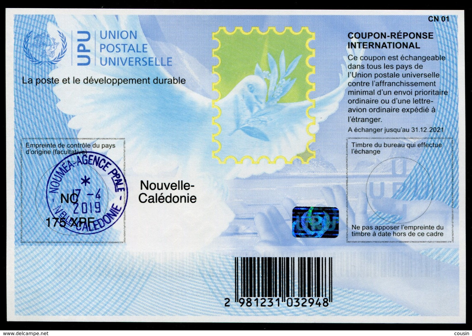 NOUVELLE-CALÉDONIE  International Reply Coupon / Coupon Réponse International - Postwaardestukken