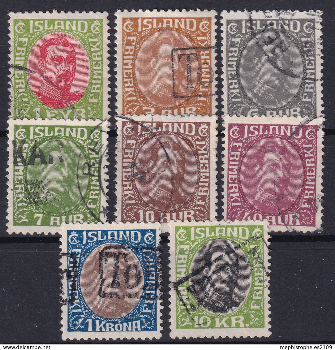 ICELAND 1931/32 - Canceled - Sc# 176, 177, 179, 180, 181, 184, 185, 187 - Gebruikt