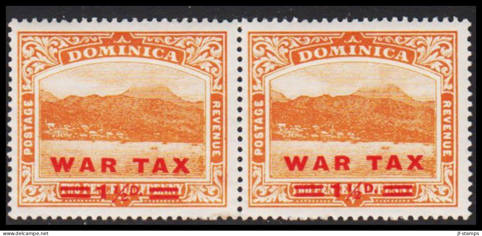 1919. DOMINICA. Roseau Harbour And City WAR TAX 1½ D / 2½ PENCE. Never Hinged Pair.  (MICHEL 55) - JF536059 - Dominica (...-1978)