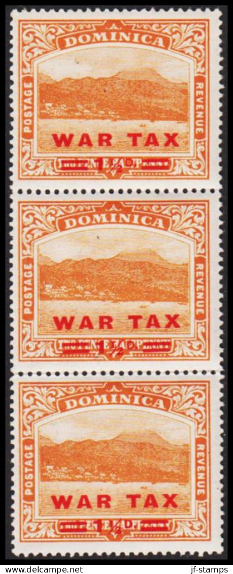 1919. DOMINICA. Roseau Harbour And City WAR TAX 1½ D / 2½ PENCE. Never Hinged 3-stripe.  (MICHEL 55) - JF536062 - Dominica (...-1978)