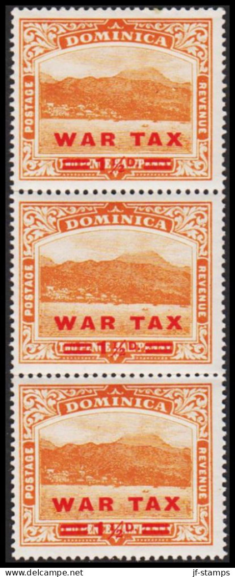 1919. DOMINICA. Roseau Harbour And City WAR TAX 1½ D / 2½ PENCE. Never Hinged 3-stripe.  (MICHEL 55) - JF536063 - Dominica (...-1978)