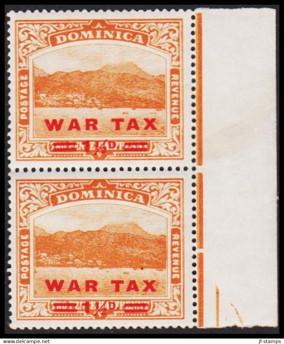 1919. DOMINICA. Roseau Harbour And City WAR TAX 1½ D / 2½ PENCE. Never Hinged Pair.  (MICHEL 55) - JF536064 - Dominica (...-1978)