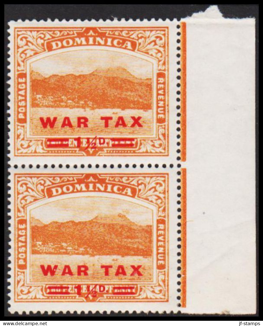 1919. DOMINICA. Roseau Harbour And City WAR TAX 1½ D / 2½ PENCE. Never Hinged Pair.  (MICHEL 55) - JF536065 - Dominica (...-1978)