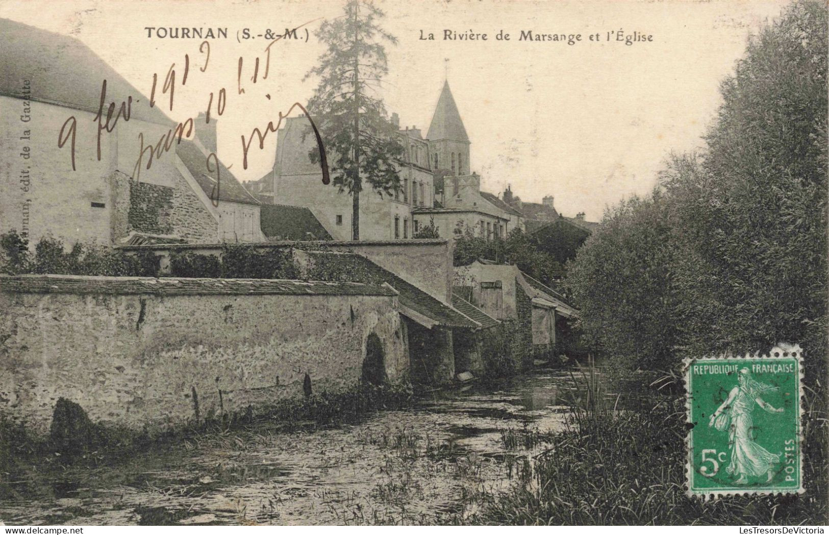 FRANCE - Tournan - La Rivière De Marsange Et L'Eglise - Carte Postale Ancienne - Tournan En Brie