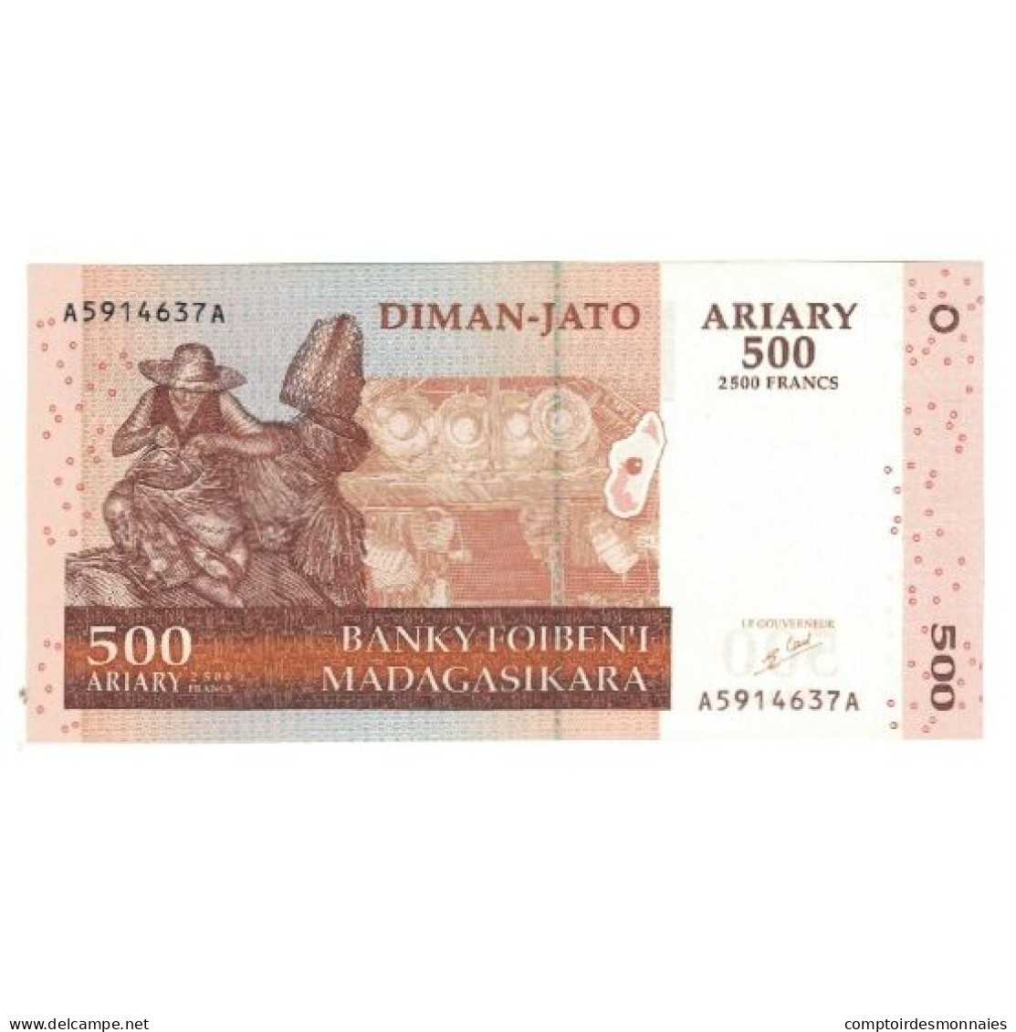 Billet, Madagascar, 500 Ariary, KM:88b, NEUF - Madagascar