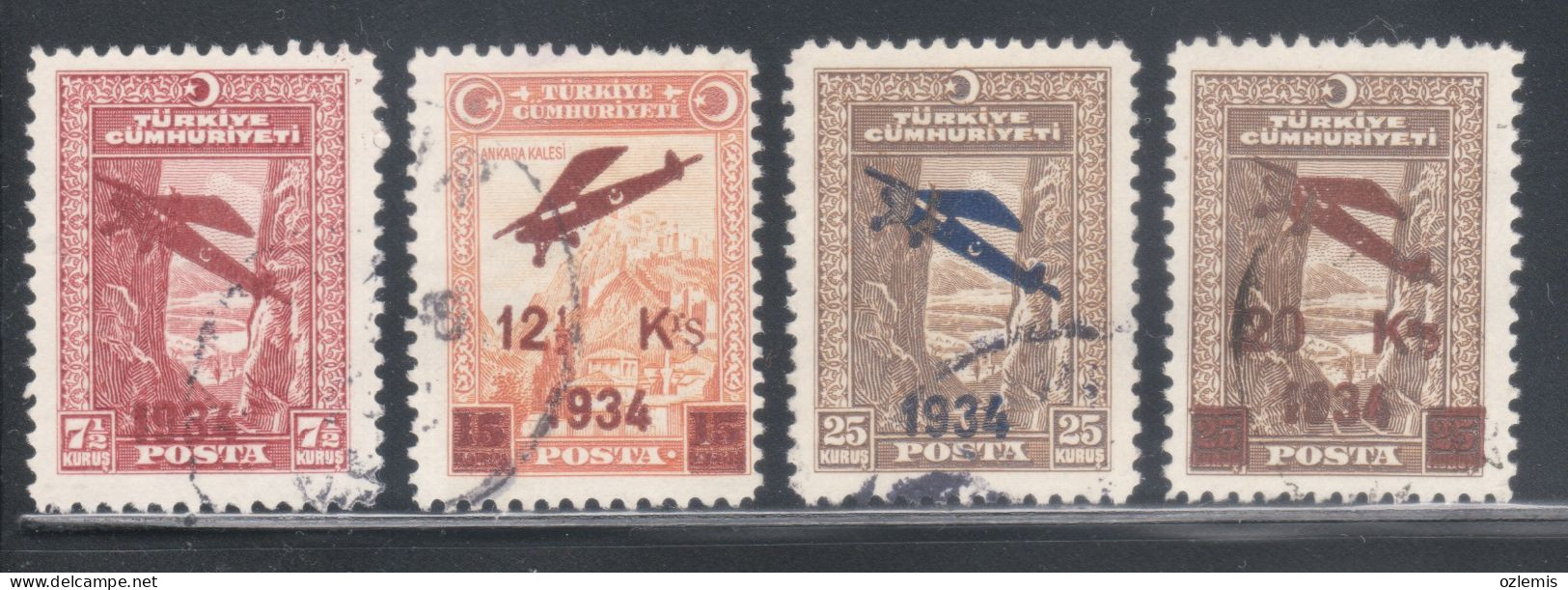 TURKEY,TURKEI,TURQUIE ,SURCHARGED AIRMAIL STAMPS FIRST ISSUE ,USED STAMPS ,1934 - Used Stamps