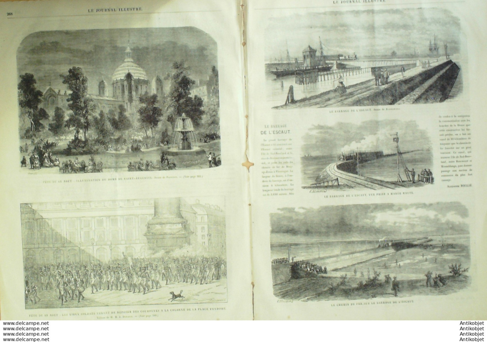 Le Journal Illustré 1866 N°289 Pays-Bas Barrage De L'Escaut Colonne De La Concorde - 1850 - 1899