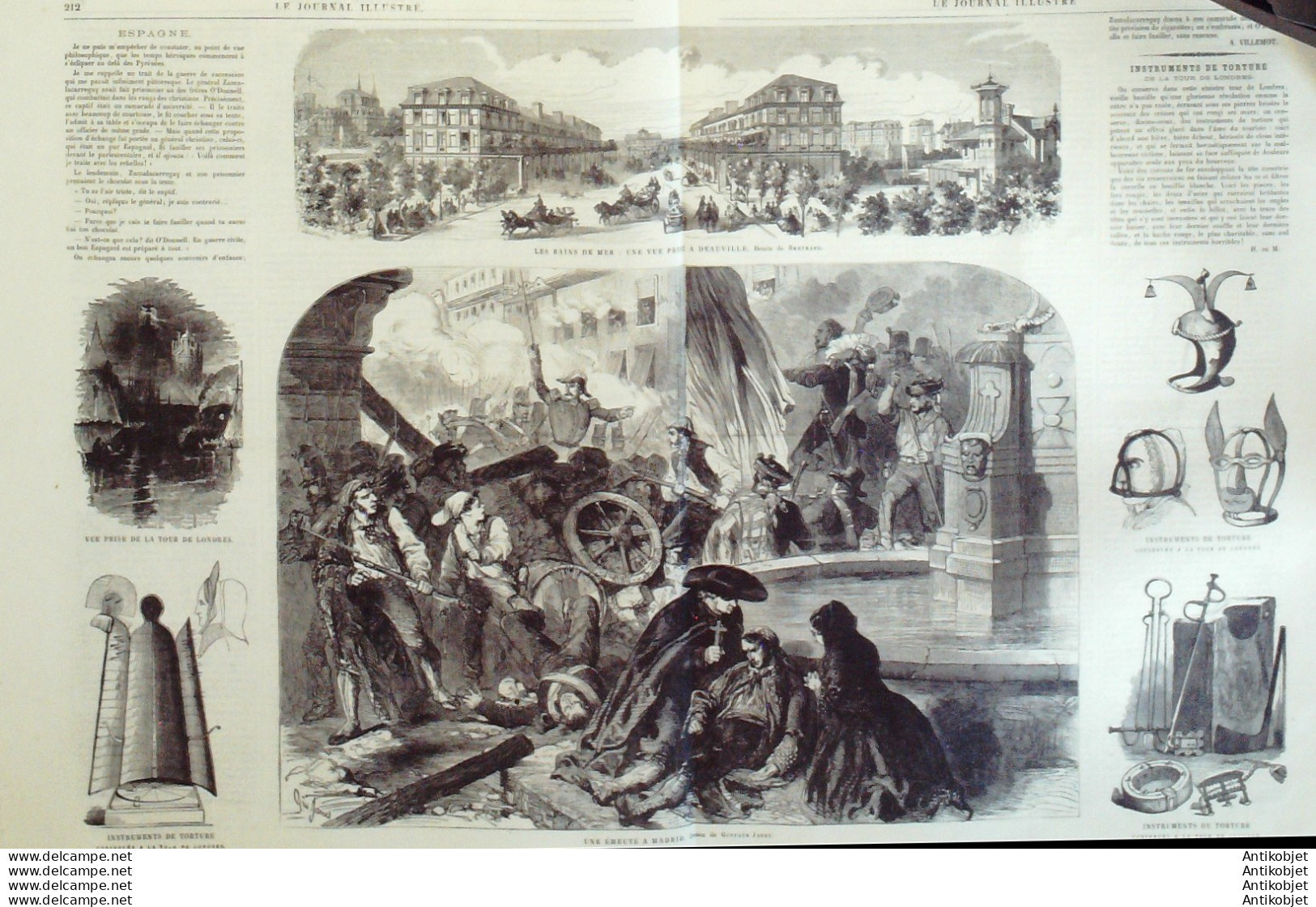 Le Journal Illustré 1866 N°126 St Etienne (42) Deauville (14) Espagne Madrid émeute - 1850 - 1899