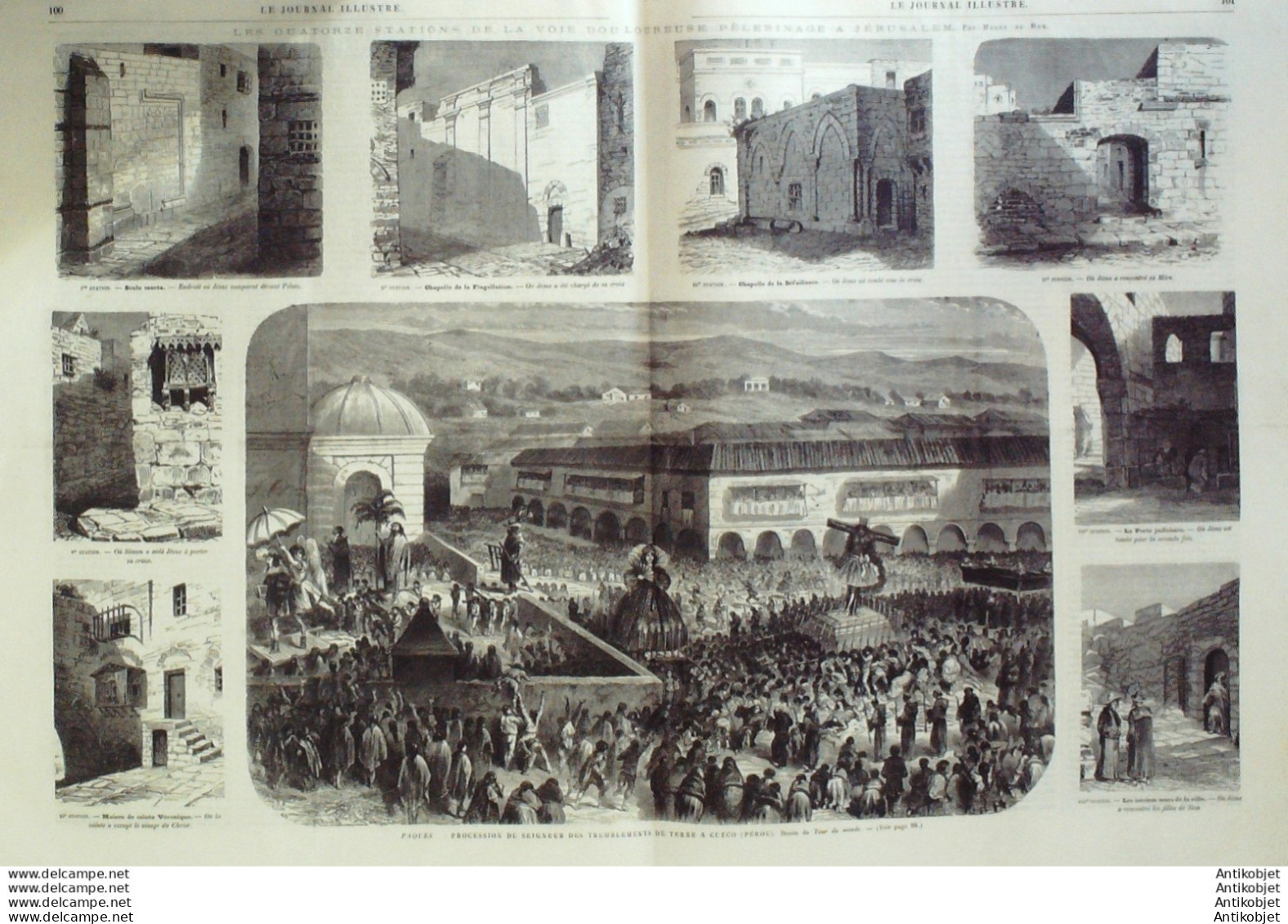 Le Journal Illustré 1866 N°112 Pérou Séisme Dieppe (76) Jérusalem Scala Santa - 1850 - 1899