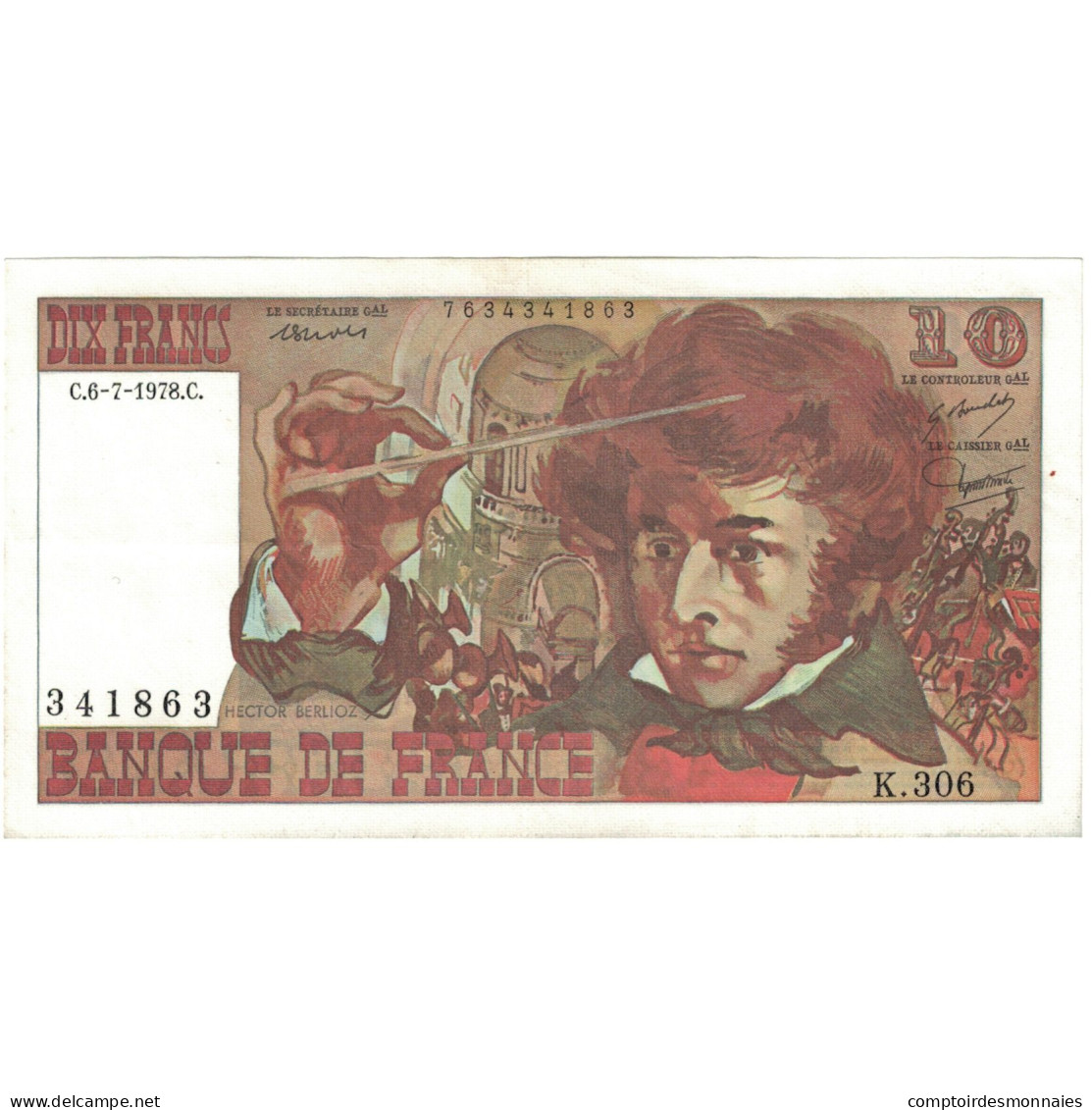 France, 10 Francs, Berlioz, 1978, K.306 341863, SPL, Fayette:63.18, KM:150c - 10 F 1972-1978 ''Berlioz''