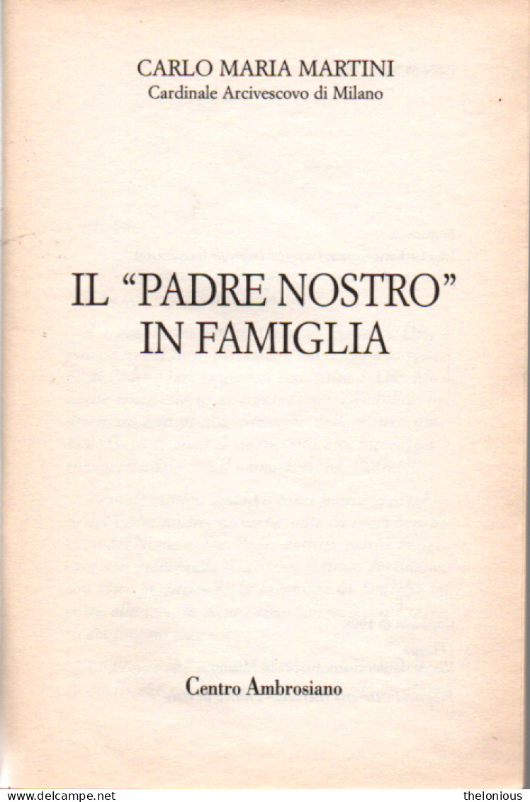 # Carlo Maria Martini - Il Padre Nostro In Famiglia - Ediz. Centro Ambrosiano - Religione