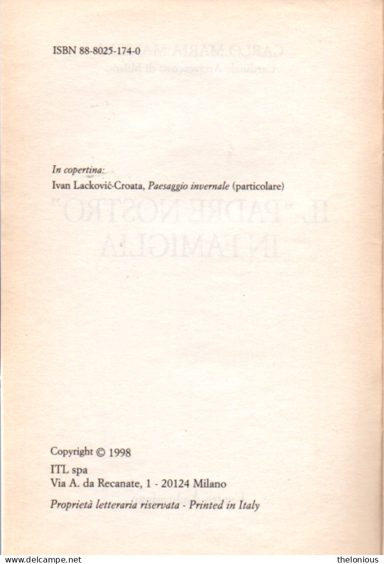 # Carlo Maria Martini - Il Padre Nostro In Famiglia - Ediz. Centro Ambrosiano - Religione