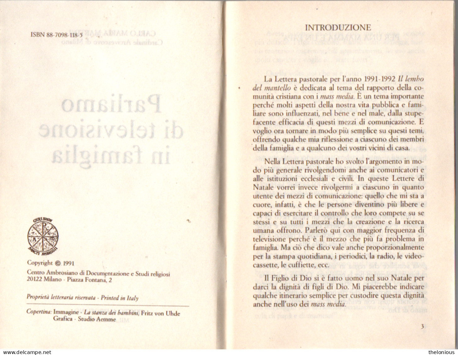 # Carlo Maria Martini: Parliamo Di Televisione In Famiglia Ediz. Centro Ambrosiano - Religión