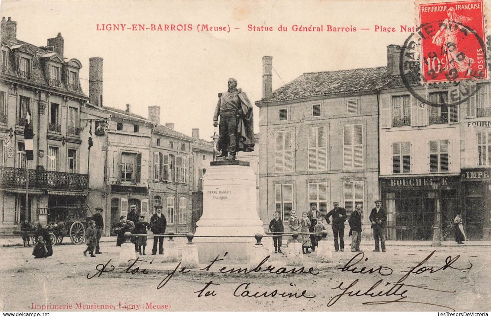 FRANCE - Ligny-en-Barrois - Meuse - Statue Du Général Barrois - Animé - Carte Postale  Ancienne - Ligny En Barrois