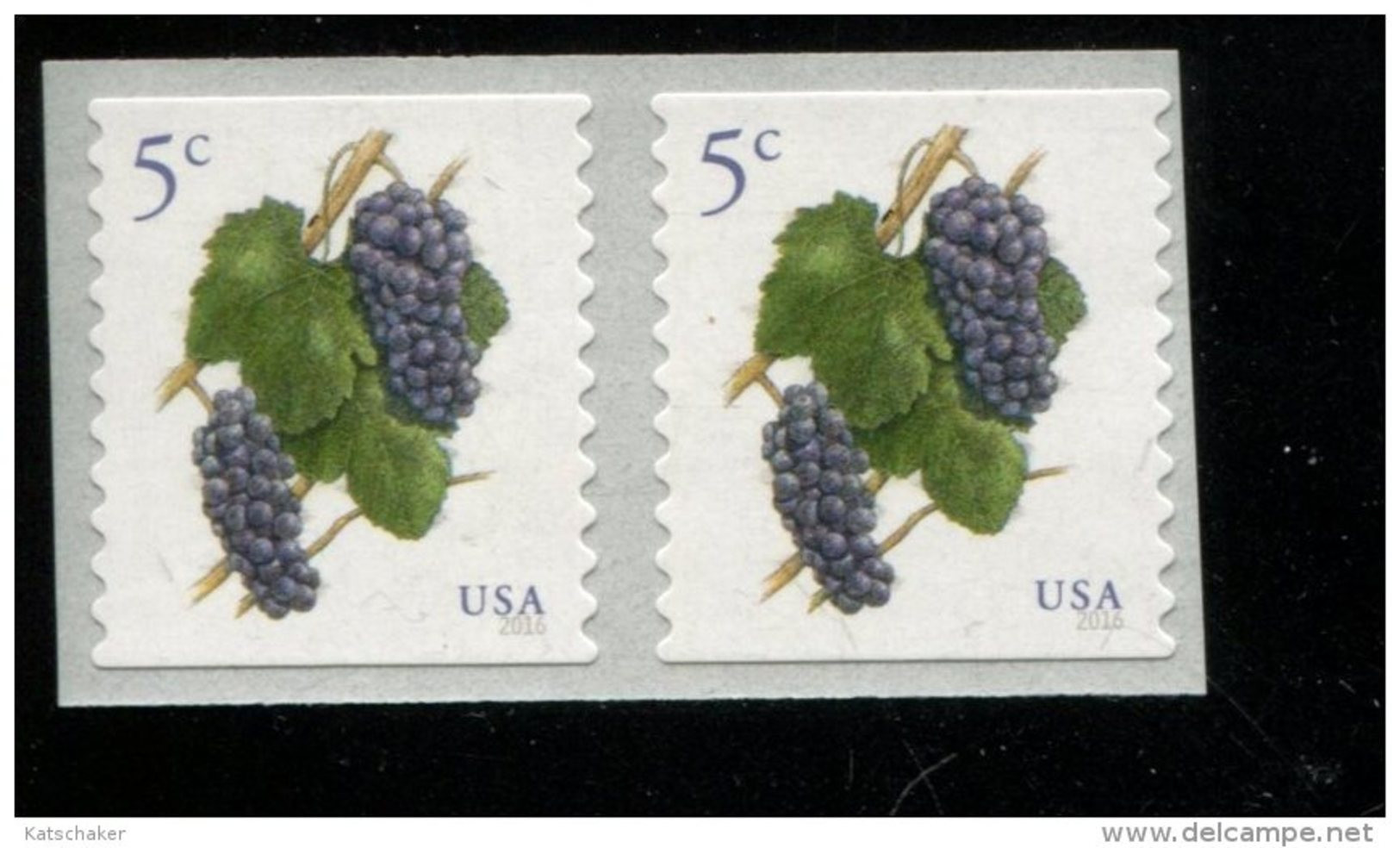 394026138 2016 SCOTT 5038 (XX) POSTFRIS MINT NEVER HINGED COIL PAIR PINOT NOIR GRAPES FLORA - Unused Stamps