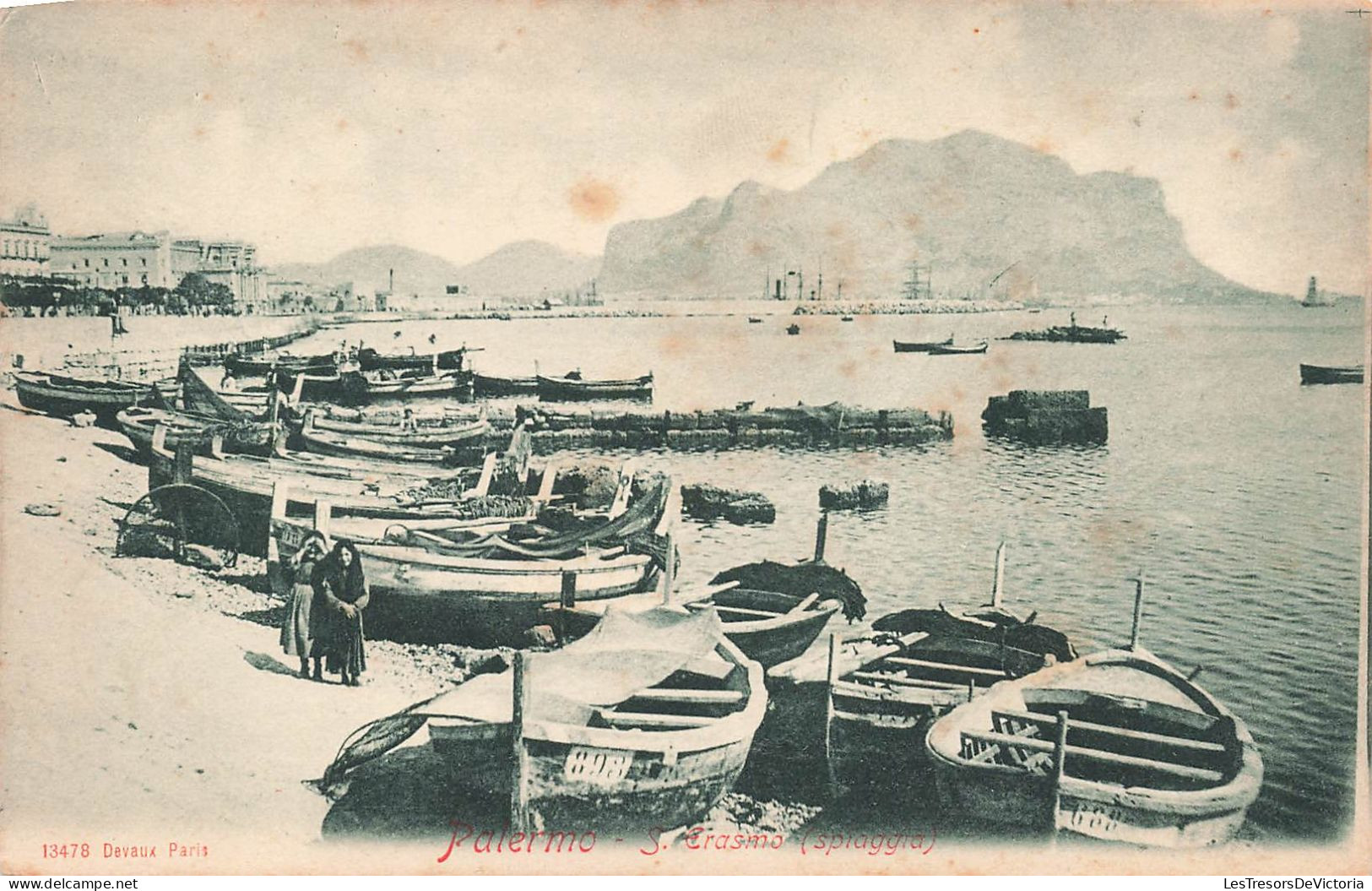 ITALIE - Palermo -  S Erasmo - Spiaggia - Animé - Carte Postale  Ancienne - Palermo