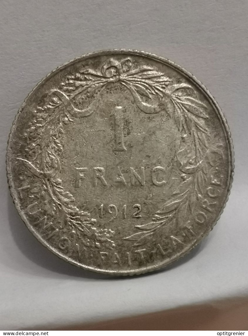 1 FRANC ARGENT 1912 ALBERT 1er EN FRANCAIS BELGIQUE / BELGIUM SILVER - 1 Franco