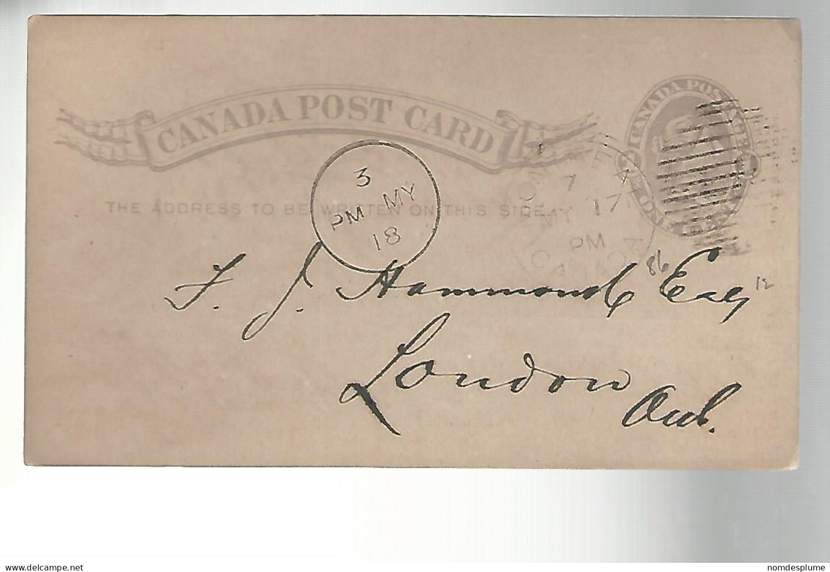 52883 ) Canada Postal Stationery Montreal Postmark  Duplex 1886 - 1860-1899 Regno Di Victoria