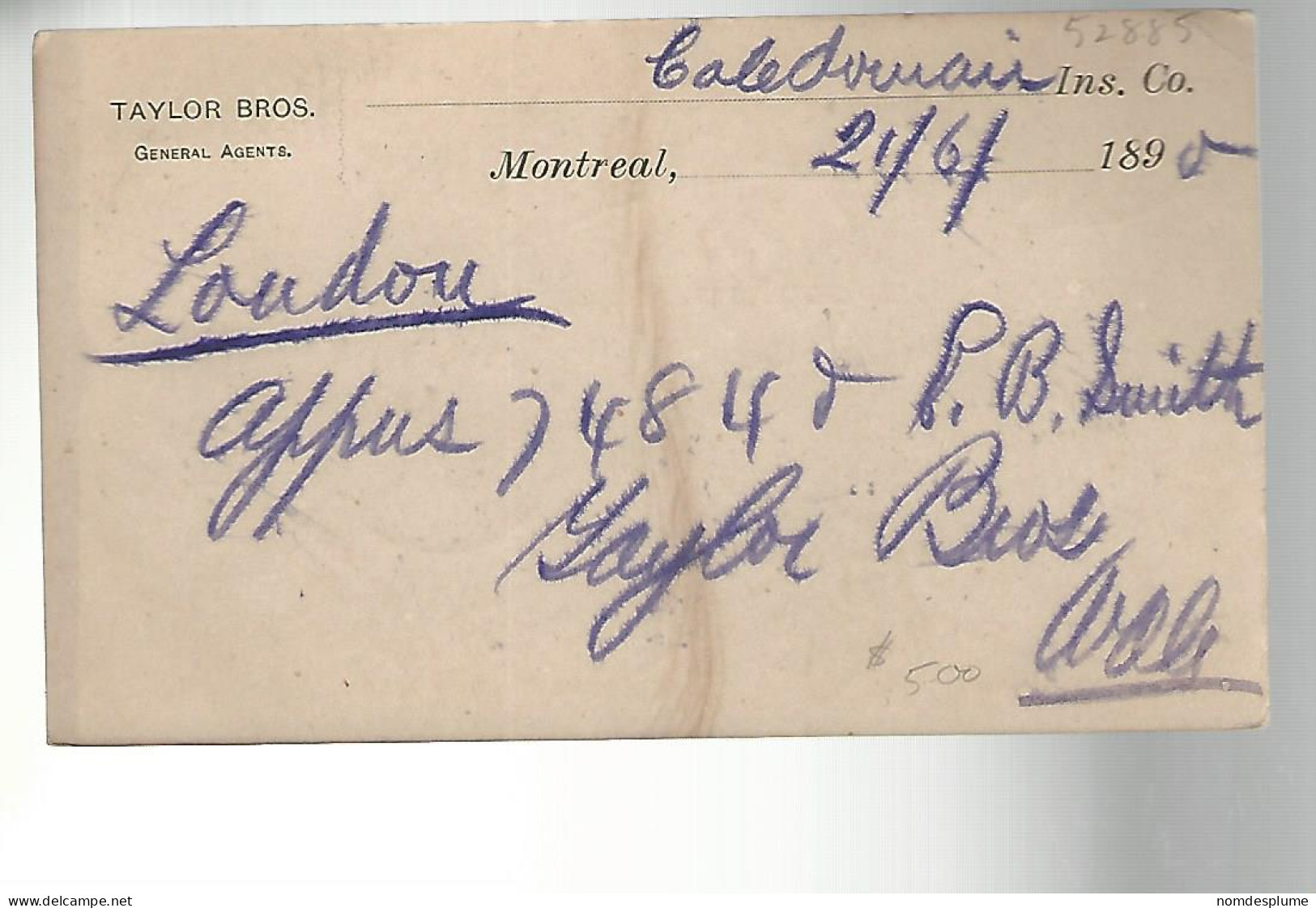 52885 ) Canada Postal Stationery Montreal Postmark  Duplex 1890 - 1860-1899 Règne De Victoria