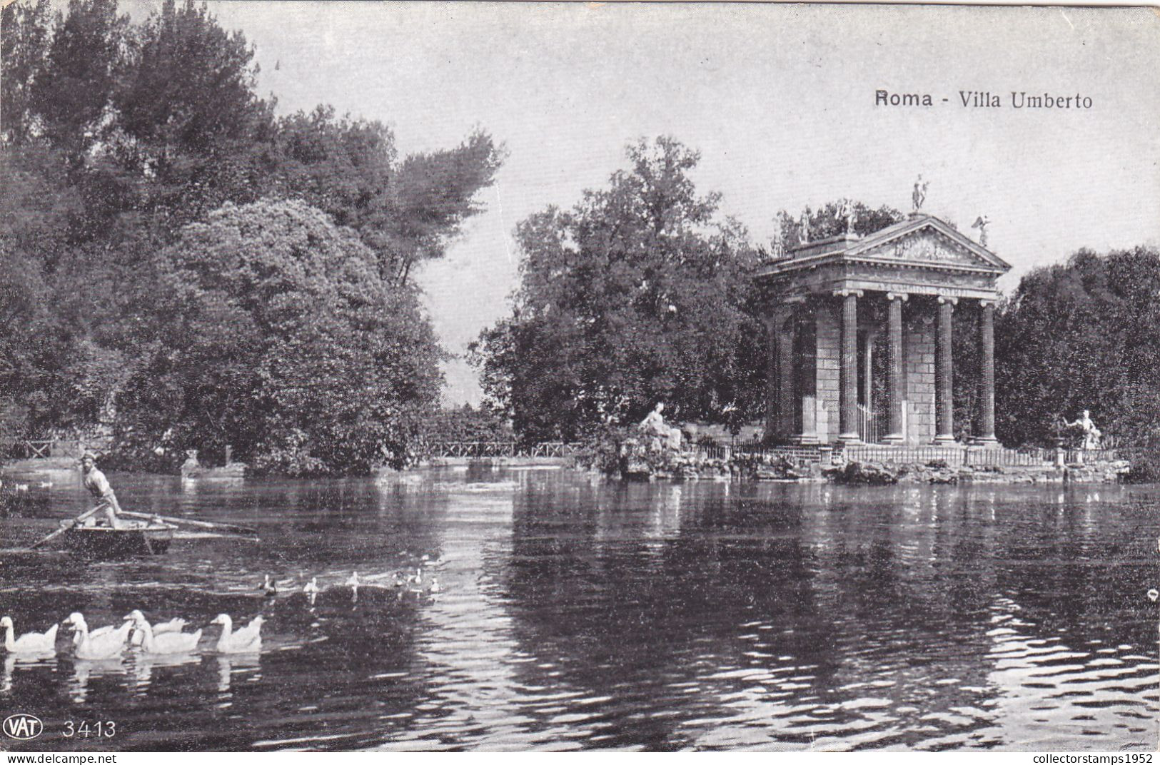 CPA -  VIEW FROM THE LAKE, VILLA UMBERTO, SWANS, STATUES, ROME - ITALY - Viste Panoramiche, Panorama