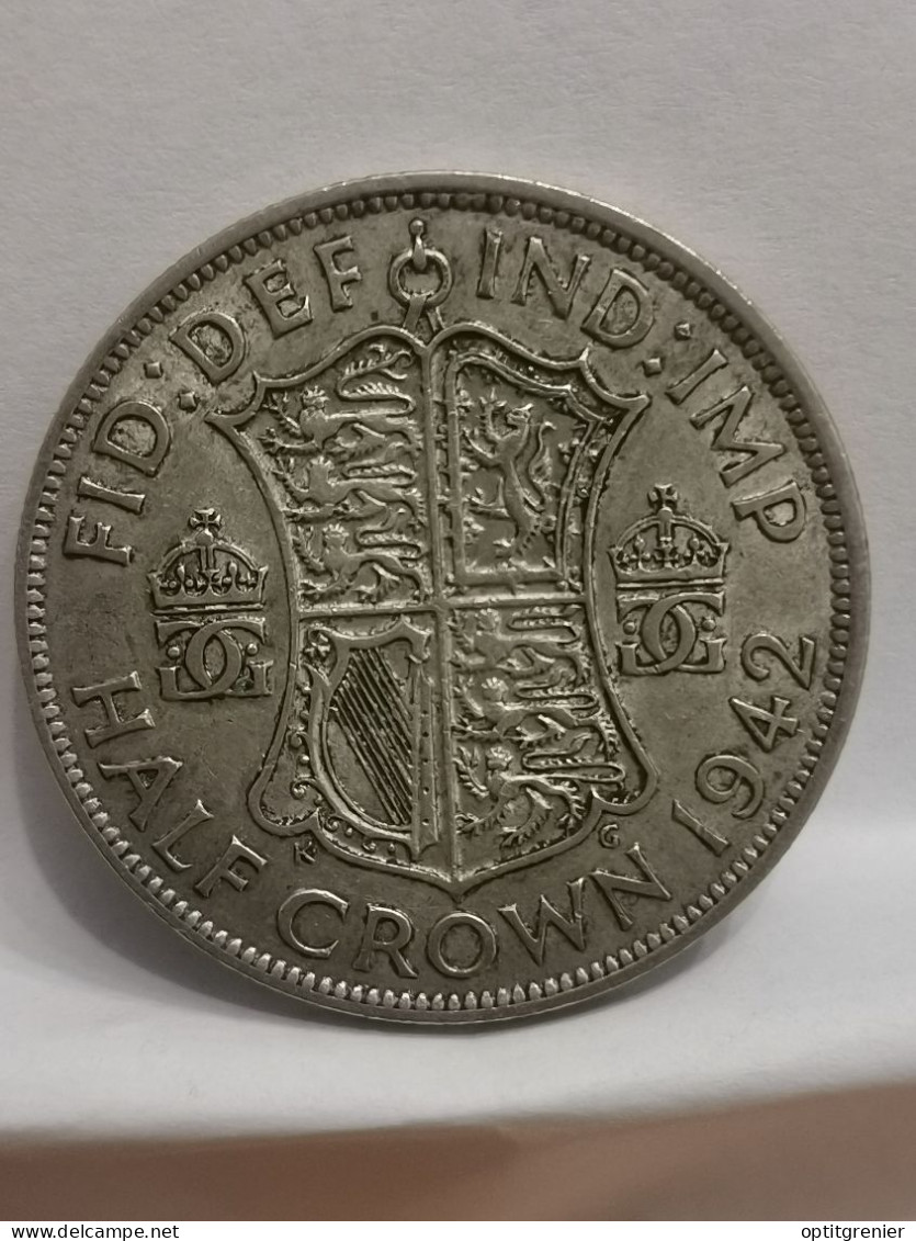 HALF CROWN  ARGENT 1942 GEORGE VI ROYAUME UNI / UNITED KINGDOM SILVER - K. 1/2 Crown