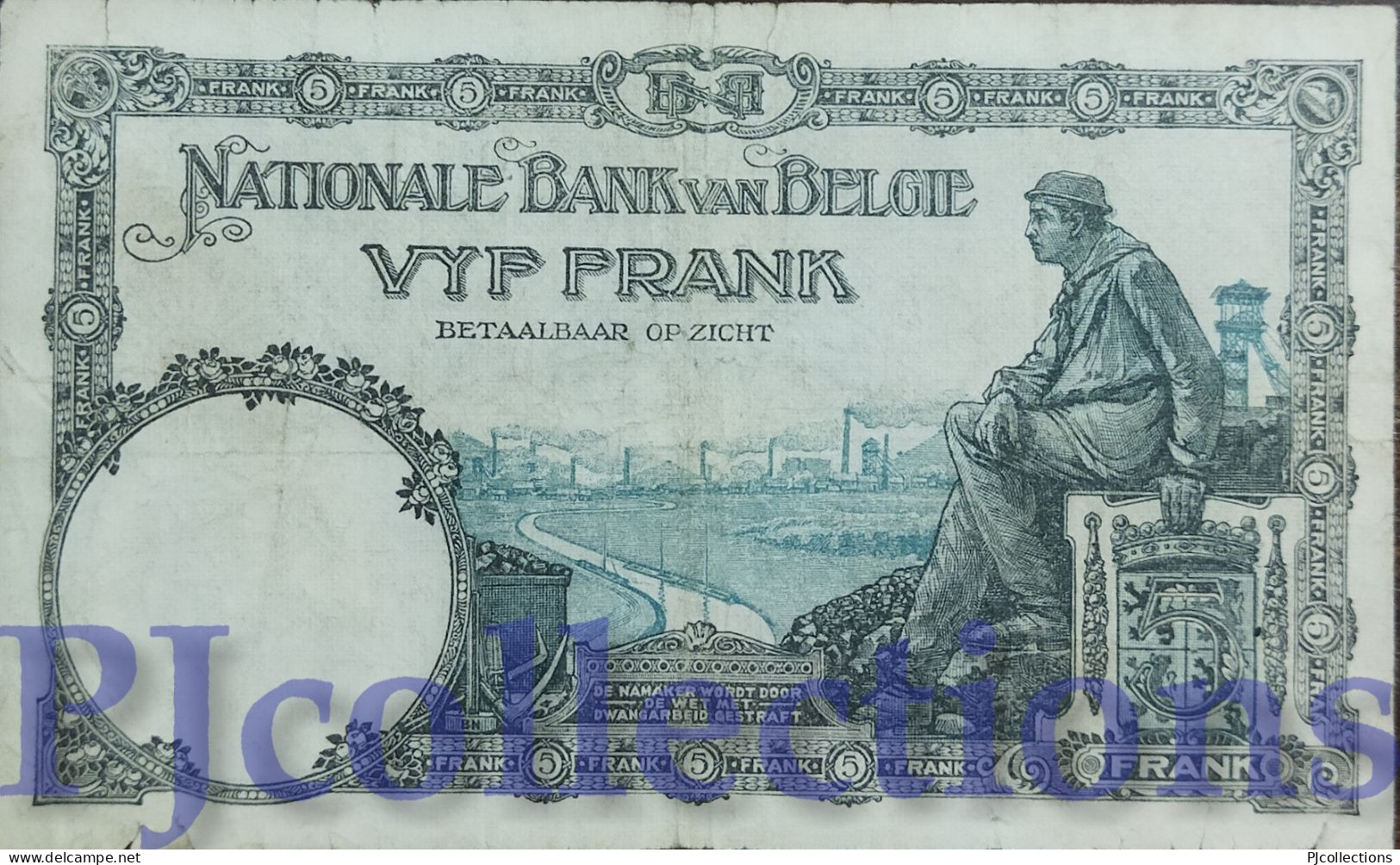 BELGIO - BELGIUM 5 FRANCS 1931 PICK 97b FINE+ - 100 Francs & 100 Francs-20 Belgas