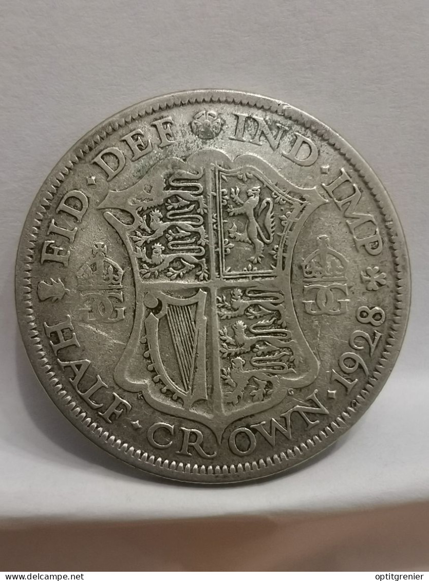 HALF CROWN  ARGENT 1928 GEORGE V ROYAUME UNI / UNITED KINGDOM SILVER - K. 1/2 Crown