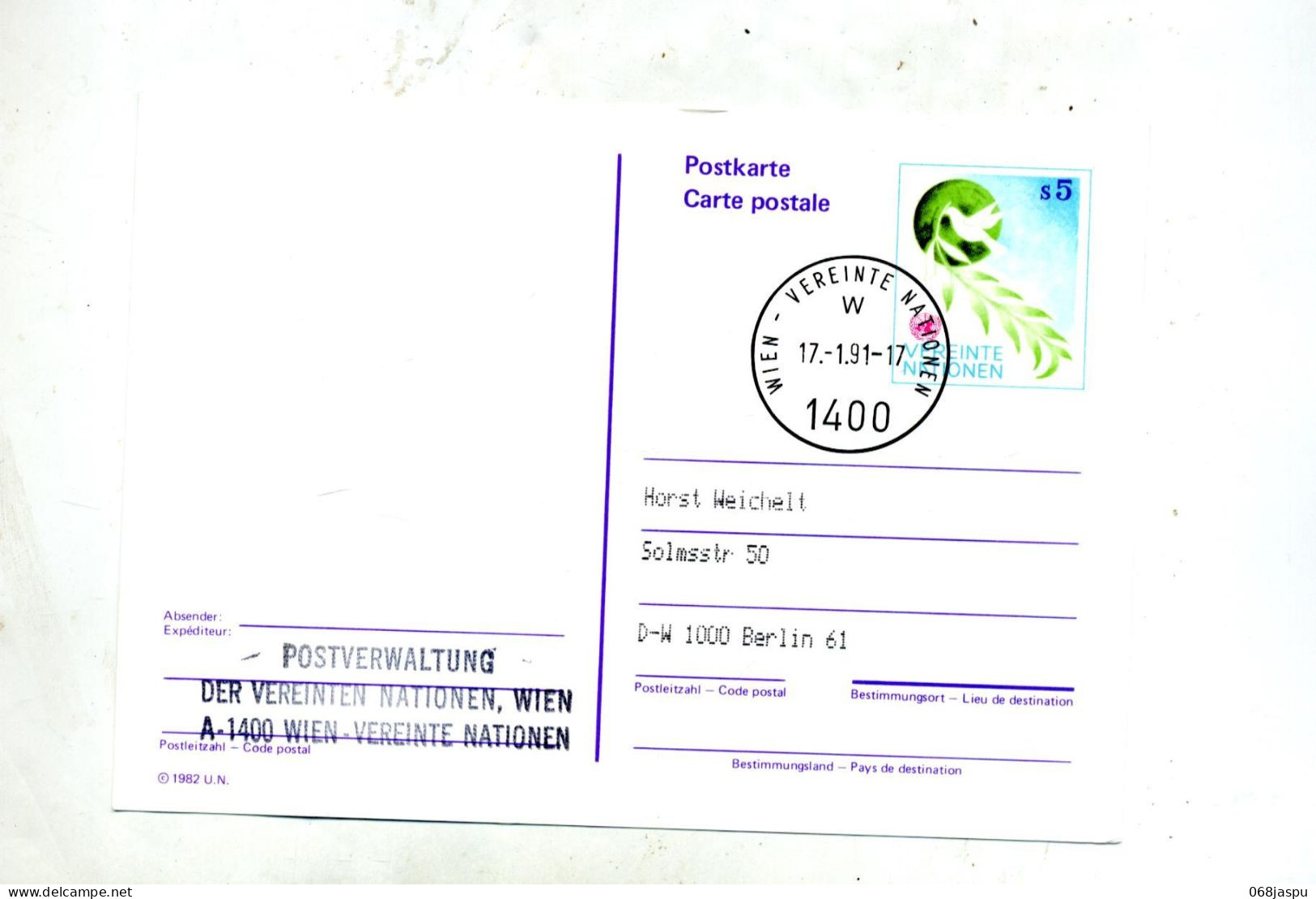 Carte Postale 5 Colombe Cachet Wien - Covers & Documents